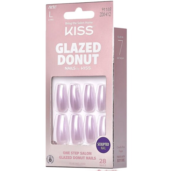 Kiss Glazed Donut Light Purple Nails Long Length - Picture 1 of 6